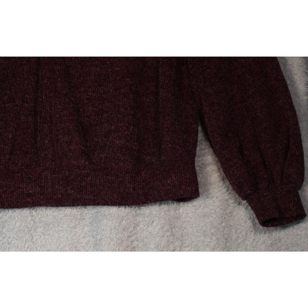 Band Of Gypsies Sweater Womens Medium Burgundy V Neck Balloon Sleeve Fuzzy Soft - Picture 5 of 9